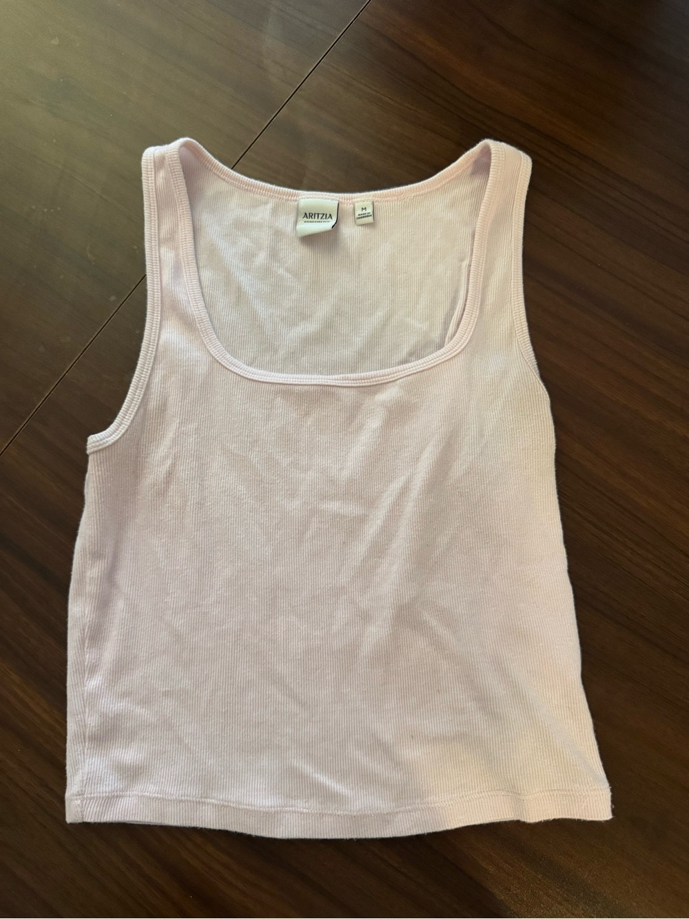 Aritzia Light Pink Ribbed Square-Neck Tank